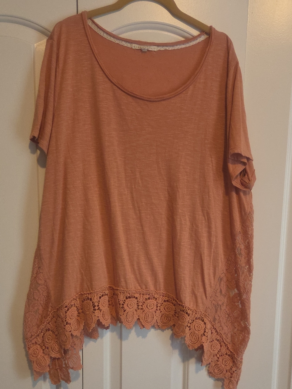 2hint of mint Terra Cotta Lace-Hem Scoop Neck Tunic
